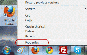 Locating shortcut editing screen in windows 7