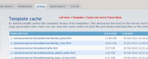 Customizing phpBB's template cache