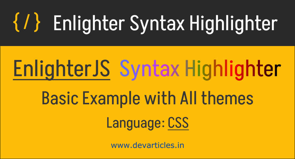 EnlighterJS CSS: Syntax Highlighter Basic Example